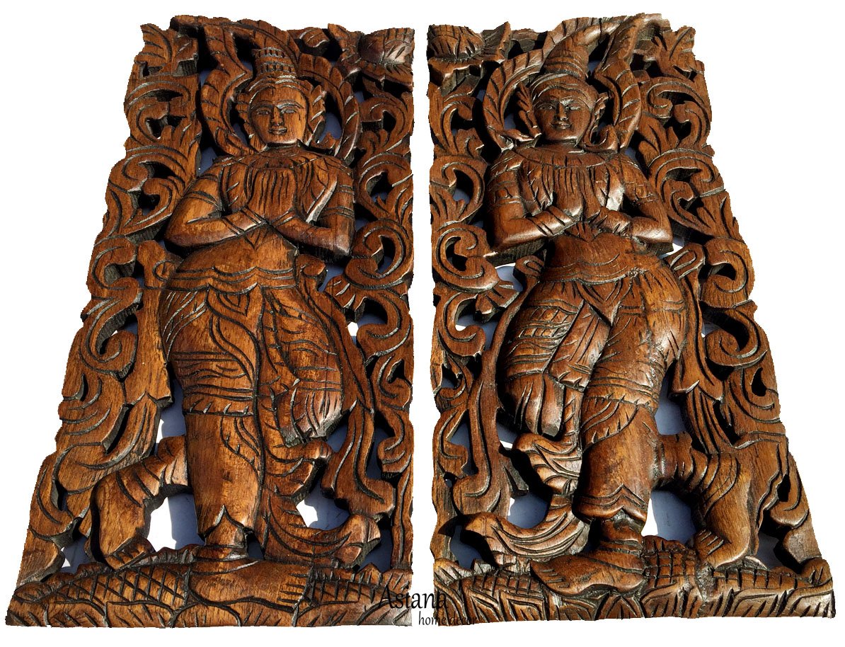 Amazon.co.jp: Sawaddee壁Sculpture。タイ木製ウォールアート – アジア
